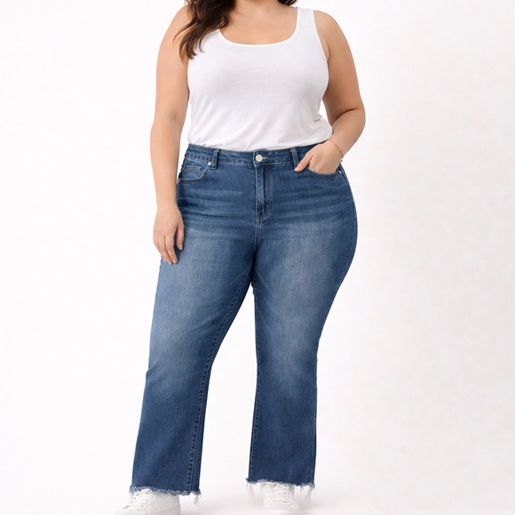 Lane Bryant Denim - Lane Bryant Slim Boot Jeans — Stretch Denim Medium Wash Raw Hem - Size 18